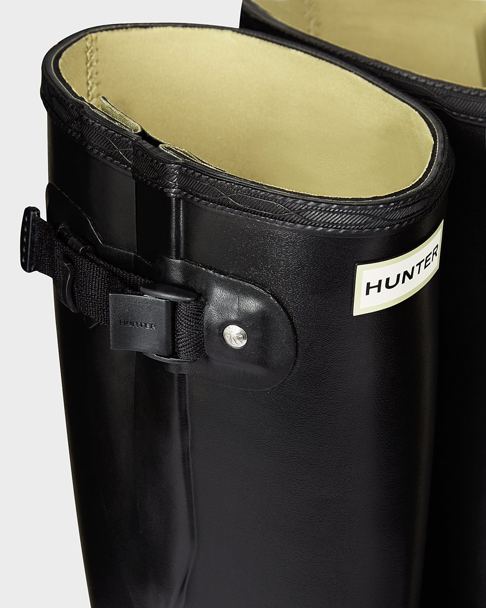 Men Hunter Norris Field Side Adjustable Neoprene Lined | Tall Rain Boots Black | NZ-52960-BZUV